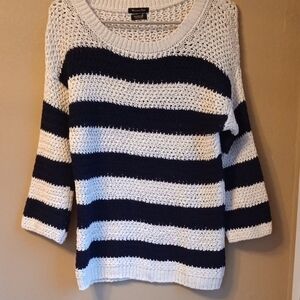 Massimo Dutti Navy and White Striped Sweater Size M Old Money